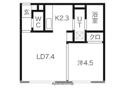 コンフォール中島(1LDK/2階)の間取り写真