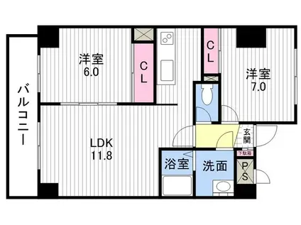 GRACEVILLA一番館(2LDK/4階)の間取り写真