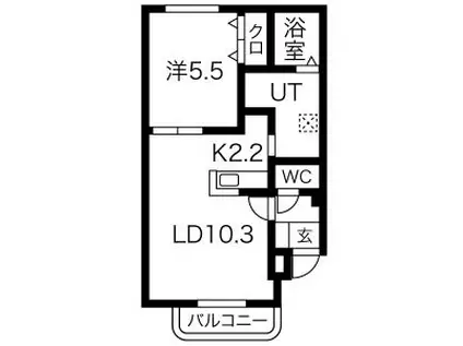ルナパーク(1LDK/4階)の間取り写真