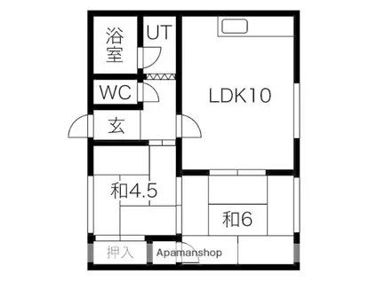 祝梅荘(2LDK/2階)の間取り写真