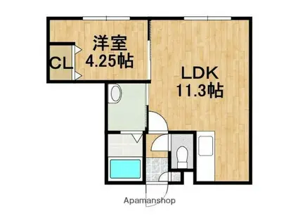 マリオット千歳(1LDK/4階)の間取り写真