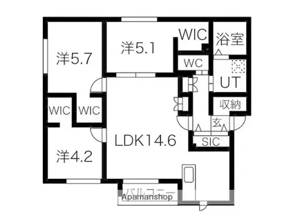 クラージュ北広島(3LDK/2階)の間取り写真