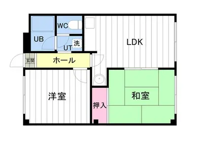 アルファレジデンス新札幌(2DK/1階)の間取り写真