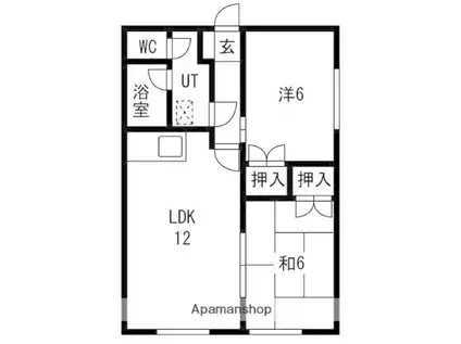 若葉ハイムA(2DK/1階)の間取り写真