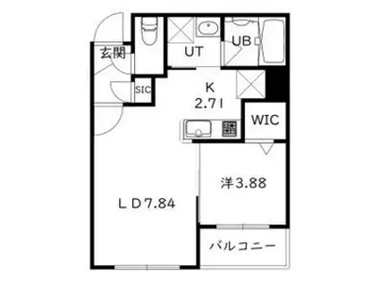 ウェルズビレッジ(1LDK/4階)の間取り写真