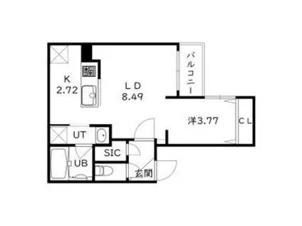 ウェルズビレッジ(1LDK/4階)の間取り写真