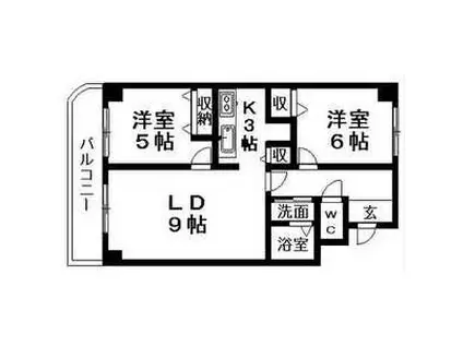 ジオン真栄(2LDK/4階)の間取り写真