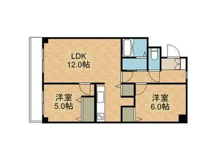 ジオン真栄(2LDK/3階)の間取り写真