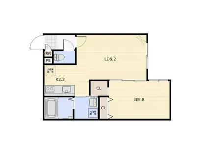 PRIOR恵庭Ⅱ(1LDK/1階)の間取り写真