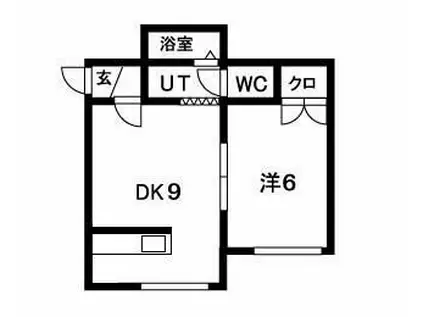 アーバン大谷地(1DK/2階)の間取り写真
