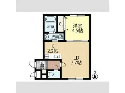LOTUS FLEUR1(1LDK/4階)の間取り写真