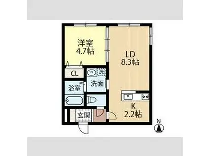 LOTUS FLEUR1(1LDK/2階)の間取り写真