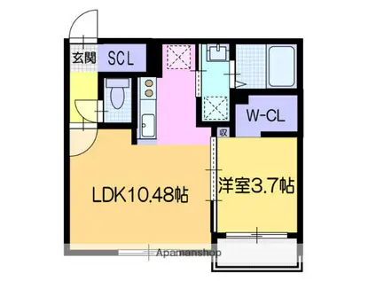 カサラビン恵庭(1LDK/1階)の間取り写真