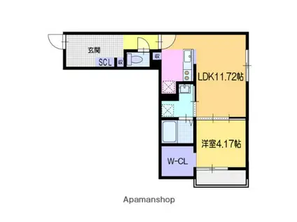 カサラビン恵庭(1LDK/1階)の間取り写真