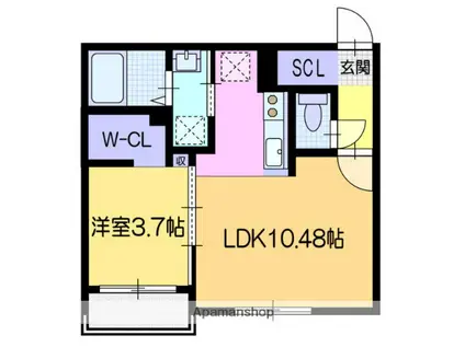 カサラビン恵庭(1LDK/1階)の間取り写真