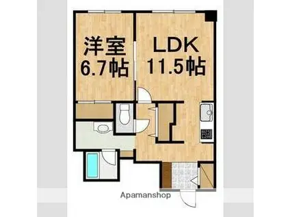 ドミトリィ雄飛(1LDK/1階)の間取り写真