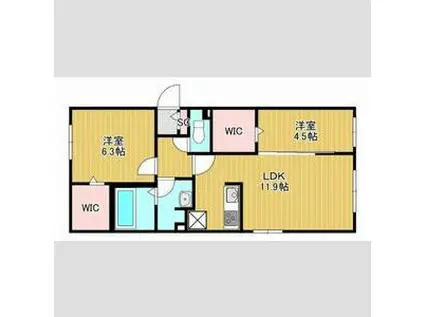 SORTE273(2LDK/1階)の間取り写真