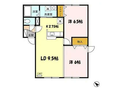 プレミールB館(2LDK/2階)の間取り写真