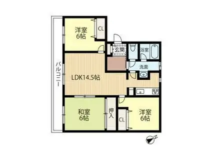 ノースハイツ(3LDK/1階)の間取り写真