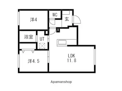 タスクMレジデンス錦(2LDK/1階)の間取り写真