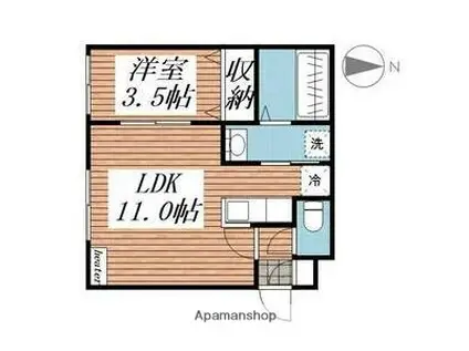 ハイアット恵庭(1LDK/1階)の間取り写真