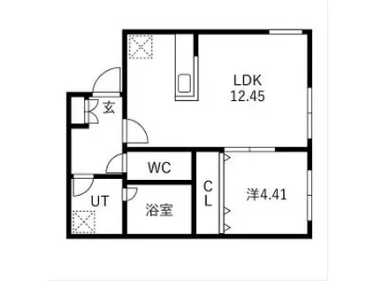 ピオネロ恵庭Ⅲ(1LDK/1階)の間取り写真