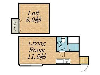 メゾンコクリコ(1LDK/2階)の間取り写真