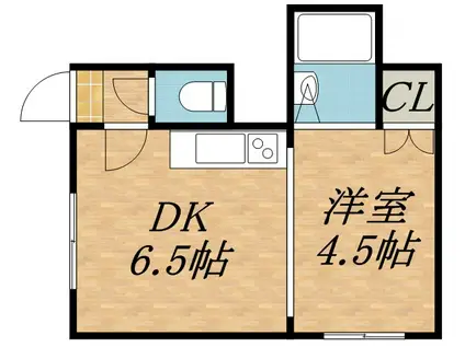 グランドール八軒B(1DK/2階)の間取り写真