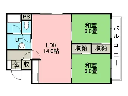ARIES(1DK/2階)の間取り写真