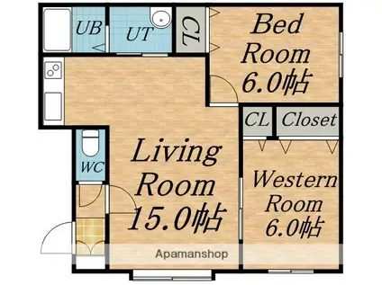 コーポレートウィステリア(2LDK/4階)の間取り写真