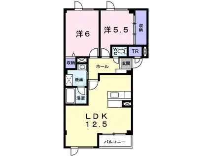 マウンテンヴィラ(2LDK/1階)の間取り写真