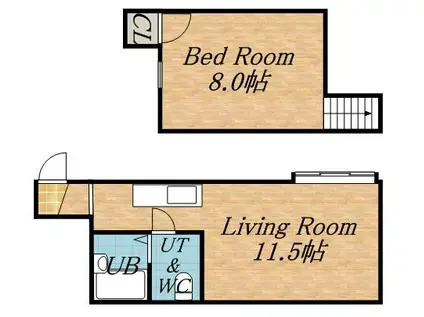メゾンコクリコ(1LDK/2階)の間取り写真