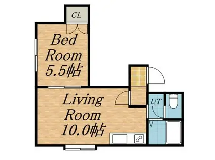 富丘アパートメント(1LDK/2階)の間取り写真