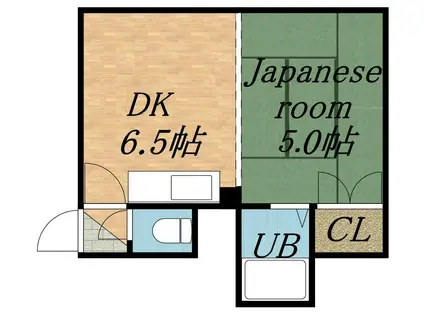 一光ハイムB(1DK/1階)の間取り写真