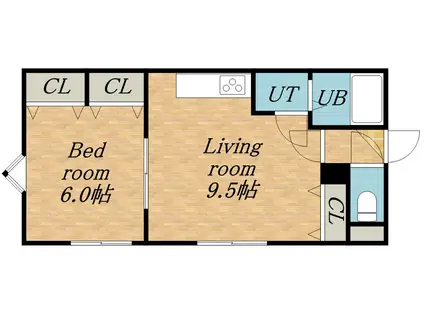 オルセーN19(1LDK/3階)の間取り写真