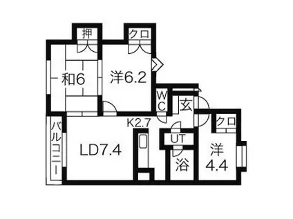 ハーベスト26(3LDK/2階)の間取り写真