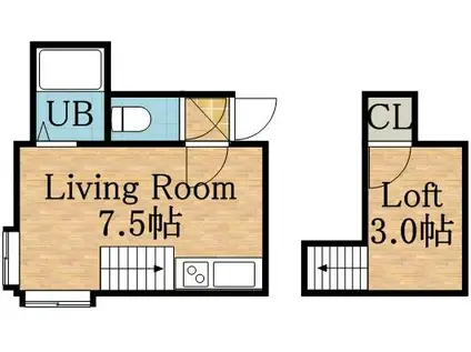 B-BROSS麻生Ⅱ(ワンルーム/3階)の間取り写真