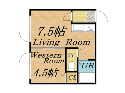 プレステージ北20条(1DK/2階)の間取り写真