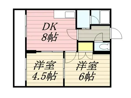 プログレスコート山の手(2DK/4階)の間取り写真