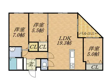 CACAO円山(3LDK/2階)の間取り写真