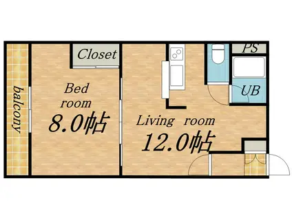 LEE SPACE北27条(1LDK/2階)の間取り写真