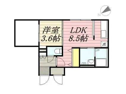 フェリーチェ麻生(1LDK/1階)の間取り写真