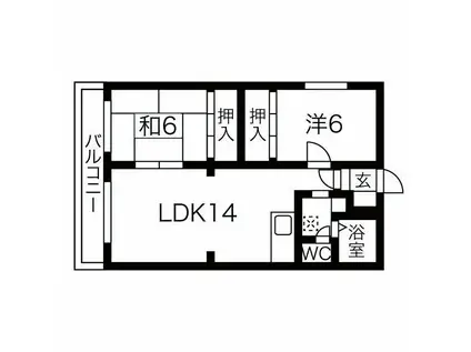 エルシー発寒(2LDK/2階)の間取り写真