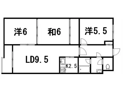 ビューシャトー(3LDK/1階)の間取り写真