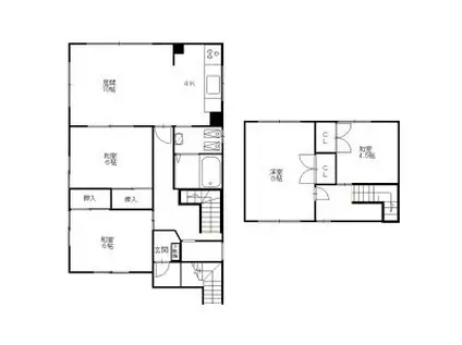 札幌市南北線 麻生駅 バス乗車時間:11分 (中央バス)屯田南小学校バス停で下車 徒歩5分 2階建 築44年(4LDK)の間取り写真