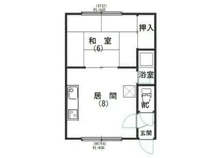 コーポ米沢(1DK/2階)の間取り写真