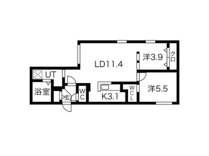 北斗エンブレム札幌北(2LDK/1階)の間取り写真