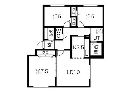 クラーク1.7(3LDK/1階)の間取り写真