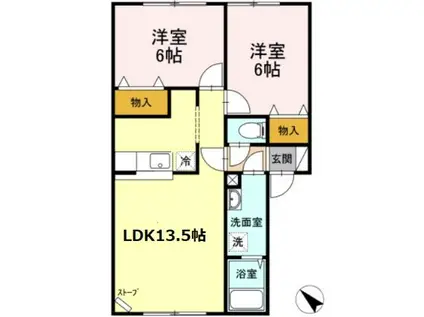 ハイマート手稲(2LDK/2階)の間取り写真