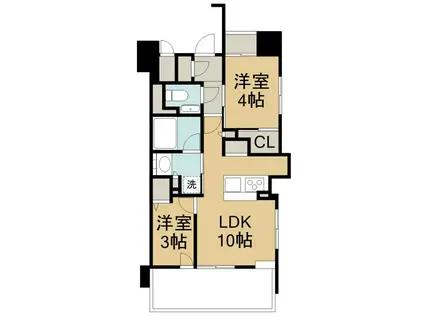 デュオヴェール札幌中島公園(2LDK/4階)の間取り写真